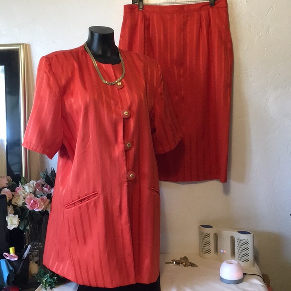 Chad Stevens LTD. Dresses & Skirts - Chad Stevens LTD. Orange Strip Short Sleeve Suit